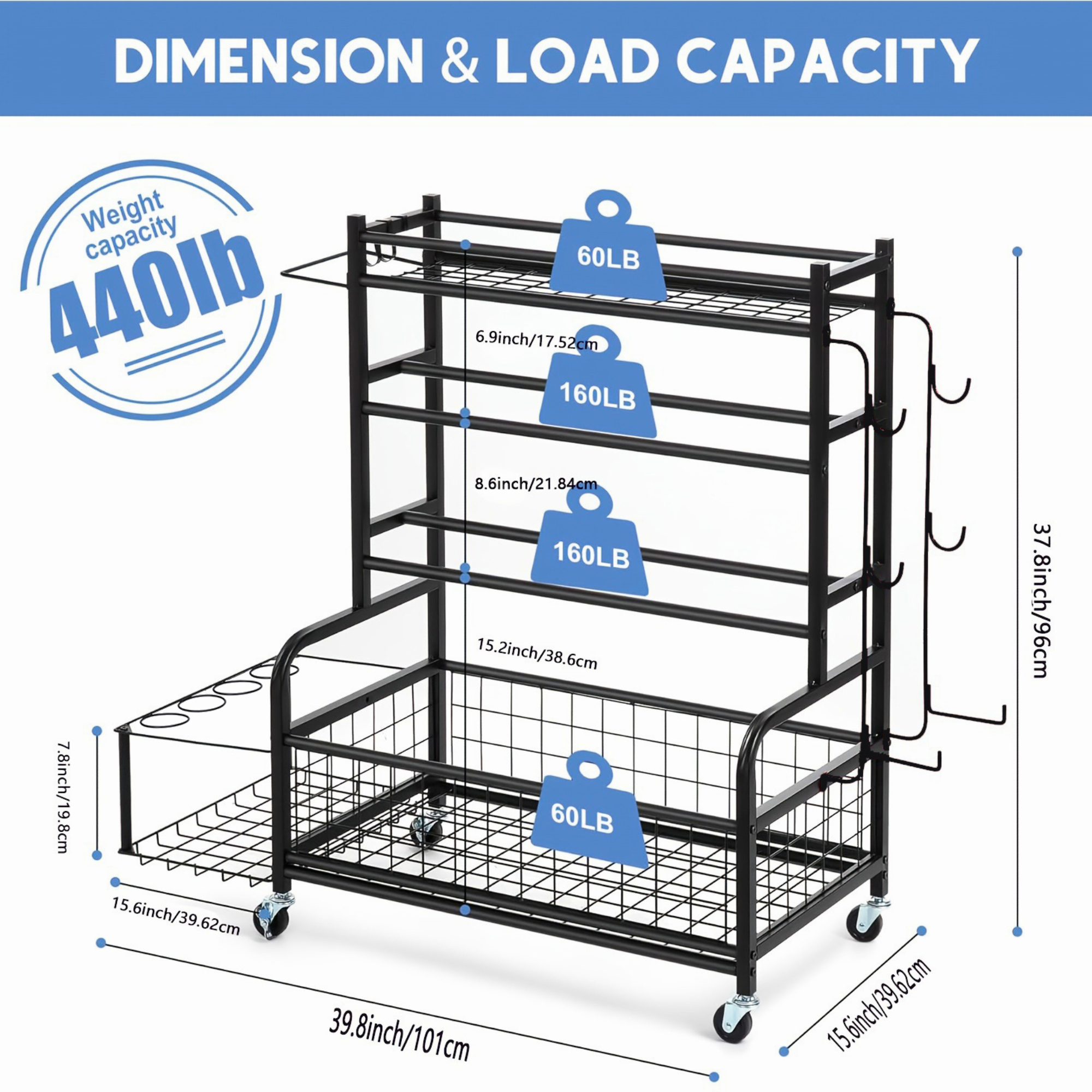 Blacksmith 4 Tier Storage Rack - Heavy Equipment In Kitchen 评论和价格